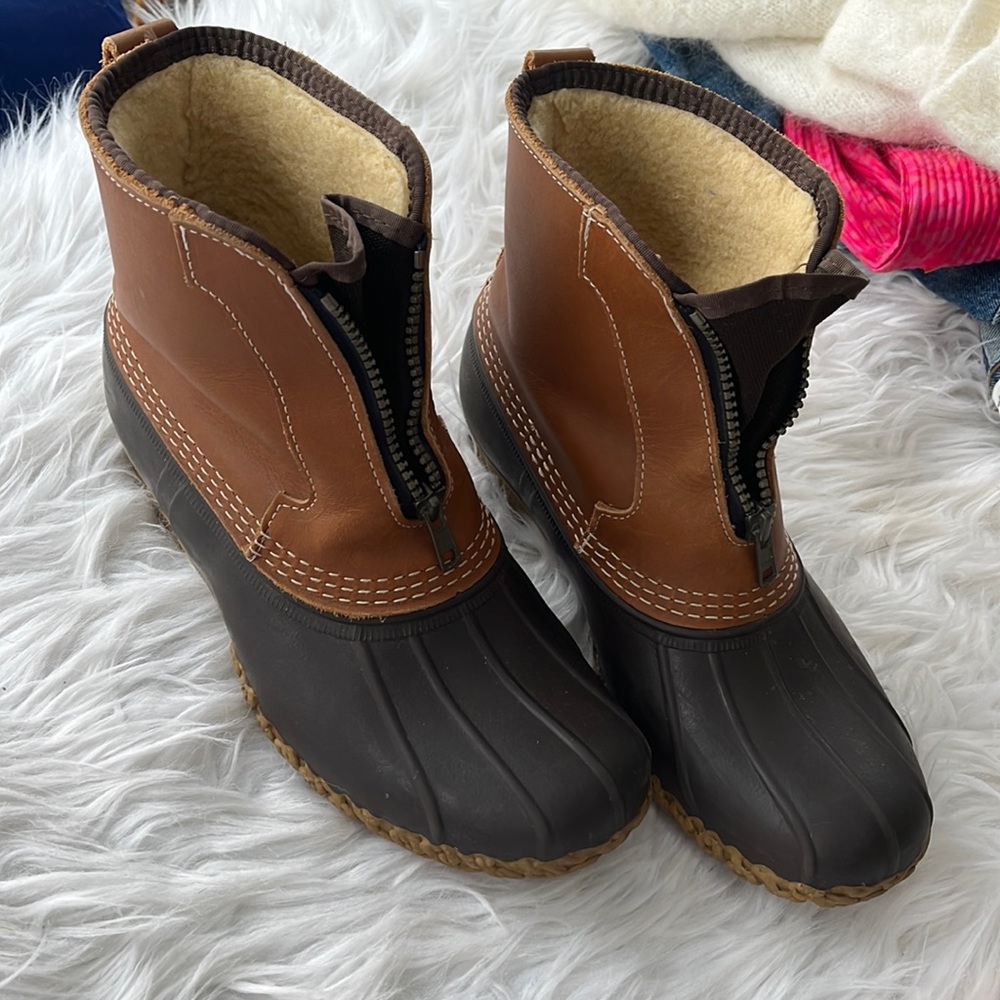 LL BEAN zippered duck boots shearling lined